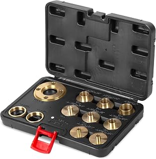 WEN Solid Brass Router Template and Guide Bushing Set, 1-3/16-Inch Base Plate, 11-Piece Kit (RT011A) - Image 1