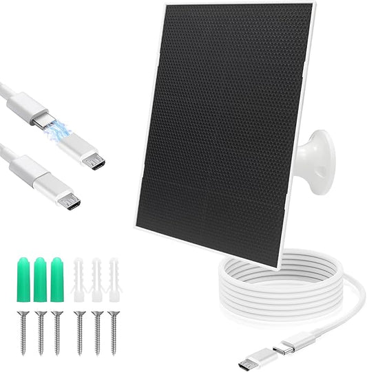 4W Solar Panel for Security Camera,Type C&Micro Solar Panel Charger for Rechargeable Battery Powered Outdoor Camera,Adjustable Mount 9.8ft Cable