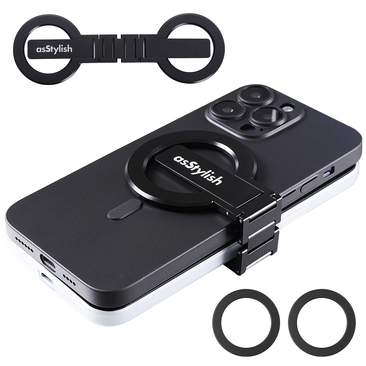 Twins Carry: Magnetic Dual-Phone Holder for iPhone & Android | Lightweight Solution for Professionals, Travelers & Gamers | Manage 2 Mobile Phones for Work, Personal Use (Black, General)