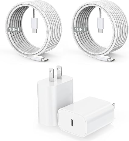 [Apple MFi Certified]10FT iPhone 17/16 Charger Fast Charging,2Pack 20W USB-C Block Type C Chagrer 10Foot Long Super Charging Woven Cable Cord for iPhone 17E/17/17 Pro Max/Air/16/16 ProMax/16E/15/15Pro - Image 4