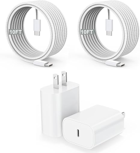 [Apple MFi Certified]10FT iPhone 17/16 Charger Fast Charging,2Pack 20W USB-C Block Type C Chagrer 10Foot Long Super Charging Woven Cable Cord for iPhone 17E/17/17 Pro Max/Air/16/16 ProMax/16E/15/15Pro - Image 5