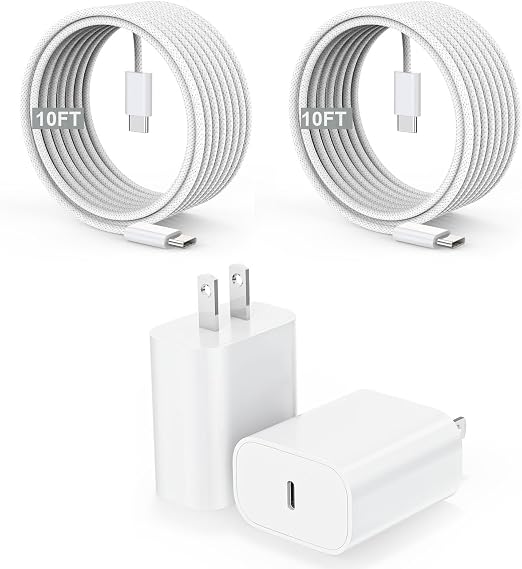 [Apple MFi Certified]10FT iPhone 17/16 Charger Fast Charging,2Pack 20W USB-C Block Type C Chagrer 10Foot Long Super Charging Woven Cable Cord for iPhone 17E/17/17 Pro Max/Air/16/16 ProMax/16E/15/15Pro - Image 6