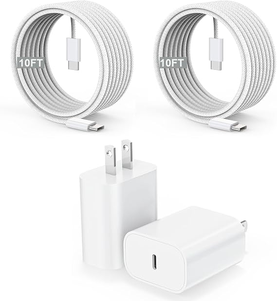 [Apple MFi Certified]10FT iPhone 17/16 Charger Fast Charging,2Pack 20W USB-C Block Type C Chagrer 10Foot Long Super Charging Woven Cable Cord for iPhone 17E/17/17 Pro Max/Air/16/16 ProMax/16E/15/15Pro - Image 7