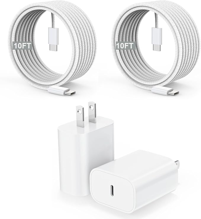 [Apple MFi Certified]10FT iPhone 17/16 Charger Fast Charging,2Pack 20W USB-C Block Type C Chagrer 10Foot Long Super Charging Woven Cable Cord for iPhone 17E/17/17 Pro Max/Air/16/16 ProMax/16E/15/15Pro - Image 8
