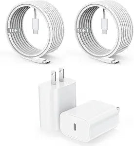 [Apple MFi Certified]10FT iPhone 17/16 Charger Fast Charging,2Pack 20W USB-C Block Type C Chagrer 10Foot Long Super Charging Woven Cable Cord for iPhone 17E/17/17 Pro Max/Air/16/16 ProMax/16E/15/15Pro - Image 1