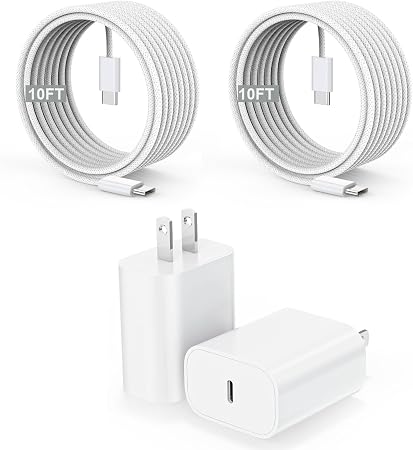 [Apple MFi Certified]10FT iPhone 17/16 Charger Fast Charging,2Pack 20W USB-C Block Type C Chagrer 10Foot Long Super Charging Woven Cable Cord for iPhone 17E/17/17 Pro Max/Air/16/16 ProMax/16E/15/15Pro - Image 3