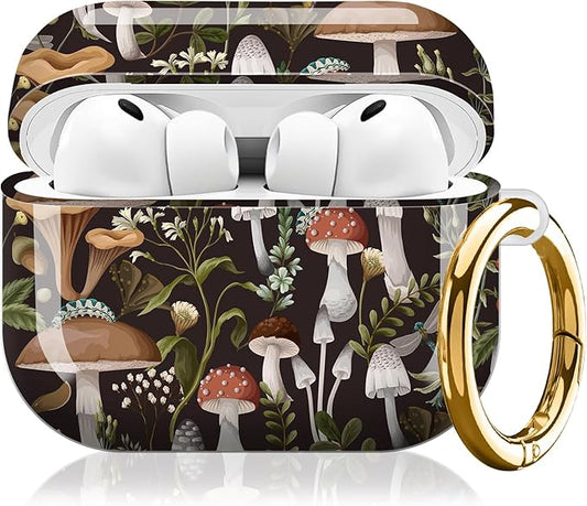 Compatible with AirPod Pro 3 (2025),Cute Case Cover for Women & Men, Full Protection Shockproof Hard Case with Keychain, Wireless Charging Case Accessories(Abstract Mushroom Plant)