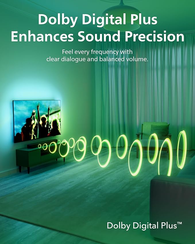 Philips B5109 2.0 Channel Bluetooth Soundbar - HDMI ARC, Dolby Digital Plus, DTS Virtual:X, Roku TV Ready, 120W Max Power, Dark Grey