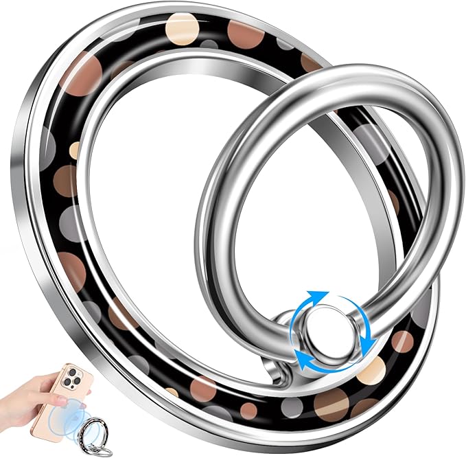 Magnetic Phone Ring Holder Compatible with MagSafe - Cell Phone Grip Magnet Removable Finger Ring Grip Stand Cute Girly Kawaii Design for iPhone 17 Pro Max 16 15 14 13 12 Series Unique Dots