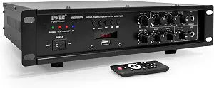 Pyle Bluetooth PA Mixing Amplifier - 500W Home Audio Rack Mount Stereo Power Amplifier, Digital LED Display, USB/AUX/Mic, Optical/Coaxial, AC-3, 70V/100V Output - PMX3500PH