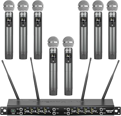 Phenyx Pro 8-Ch UHF Metal Dynamic Wireless Microphone System PTU-4200-8H