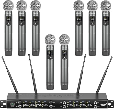 Phenyx Pro 8-Ch UHF Metal Dynamic Wireless Microphone System PTU-4200-8H