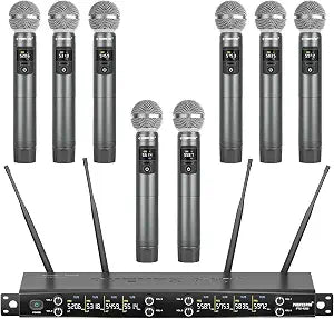 Phenyx Pro 8-Ch UHF Metal Dynamic Wireless Microphone System PTU-4200-8H