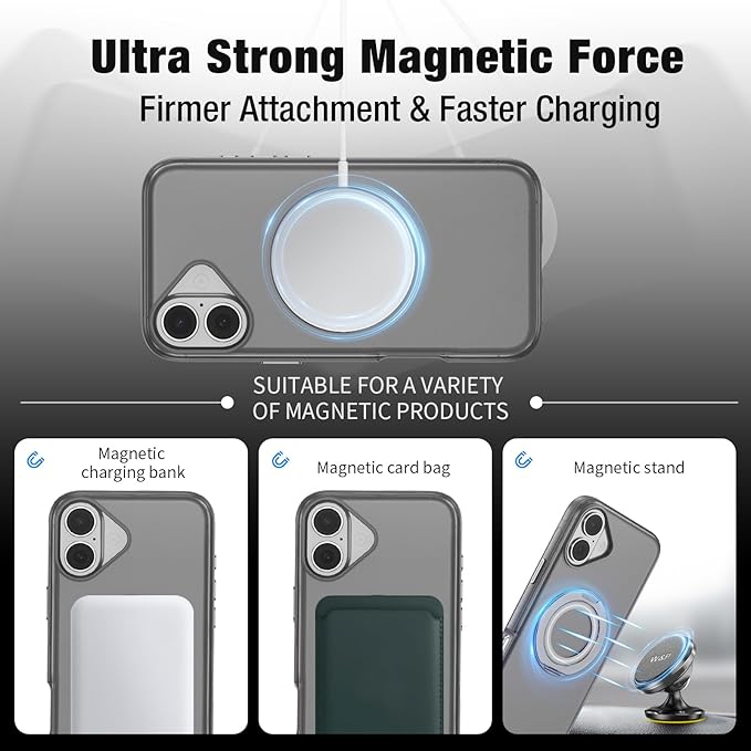 for iPhone 17 Case [Compatible with Magsafe] [15 FT Military Grade Drop Protection] with Screen Protector & Lens Protector,Shockproof Kickstand Phone Case for iPhone 17 (Gray)