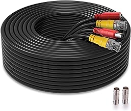 200ft Bnc Cable All-in-One Siamese Video and Power Security Camera Cable, Extension Wire Cord with 2 Female Connectors for All Max 5MP HD CCTV DVR Surveillance System (200ft Cable, Black) - Image 1