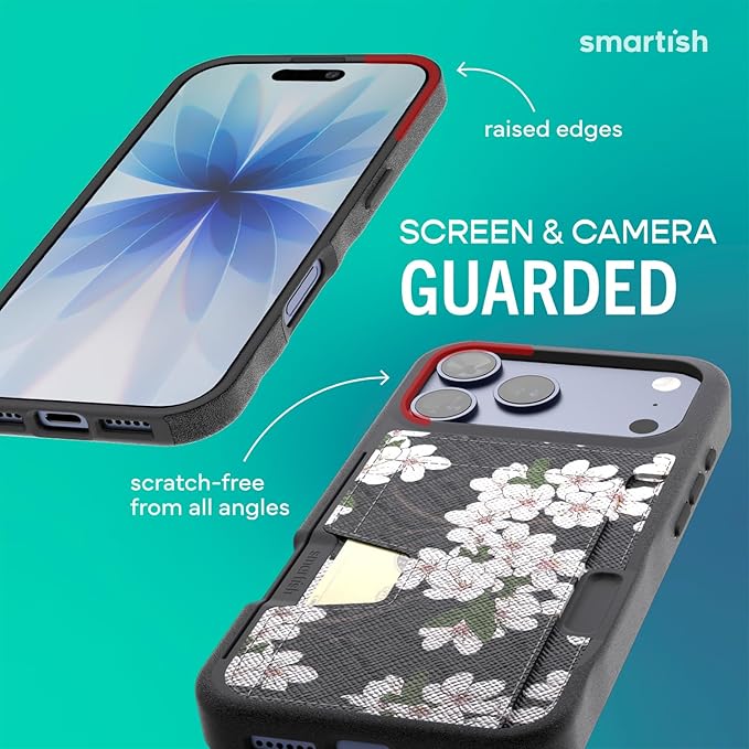 Smartish® iPhone 17 Pro Max Wallet Case - Wallet Slayer Vol.2 [Slim + Protective] Credit Card Holder w/Kickstand - Drop Tested Hidden Card Slot Cover for Apple iPhone 17 Pro Max - Very Cherry Blossom