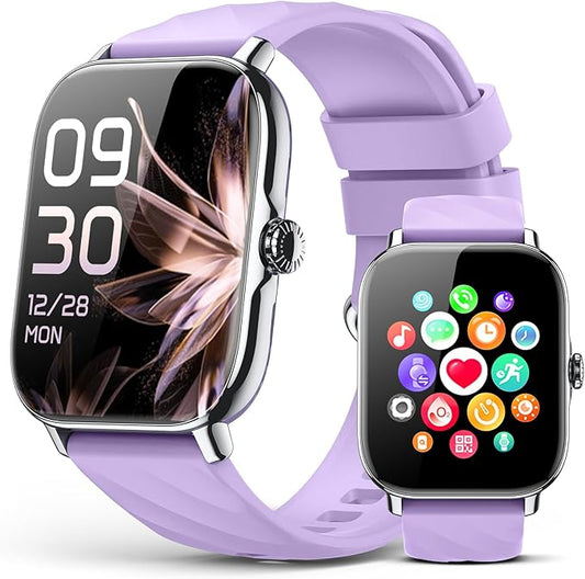 Smart Watches Fitness Tracker for Women Men with Step Counter, Sleep Calorie Monitor, Pedometer, IP68 Waterproof, Smartwatch with 120+ Sports for iPhone Android (Purple)