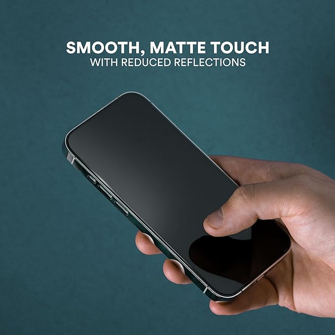 BodyGuardz Pure 3 Matte Glass Compatible with iPhone 16 & 17 Devices - Durable Anti-Glare Tempered Glass, Easy Install, Edge-to-Edge, Case-Friendly - Black Border (for iPhone 17 Pro / 16 Pro - 6.3 inch)
