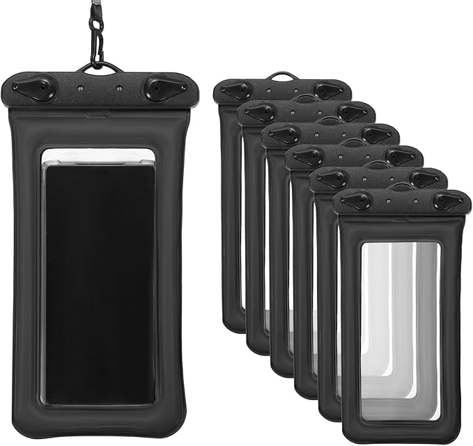 PATIKIL 3Pcs Waterproof Phone Pouch Floating No Sink Universal Cellphone Dry Bag Waterproof Phone Case for Kayaking Beach Swimming Hiking, Black