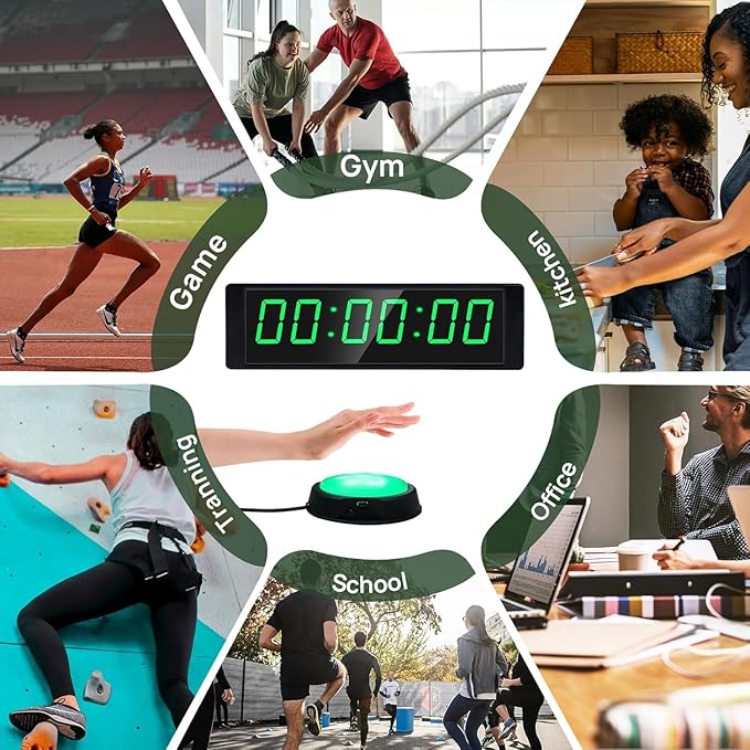 YZ Gym Clock for Home Gym with Start/Stop Button, Interval Timer for Workout, Stopwatch/Countdown Timer with Remote, 12/24H Digital Wall Clock, Portable Home Gym Accessories