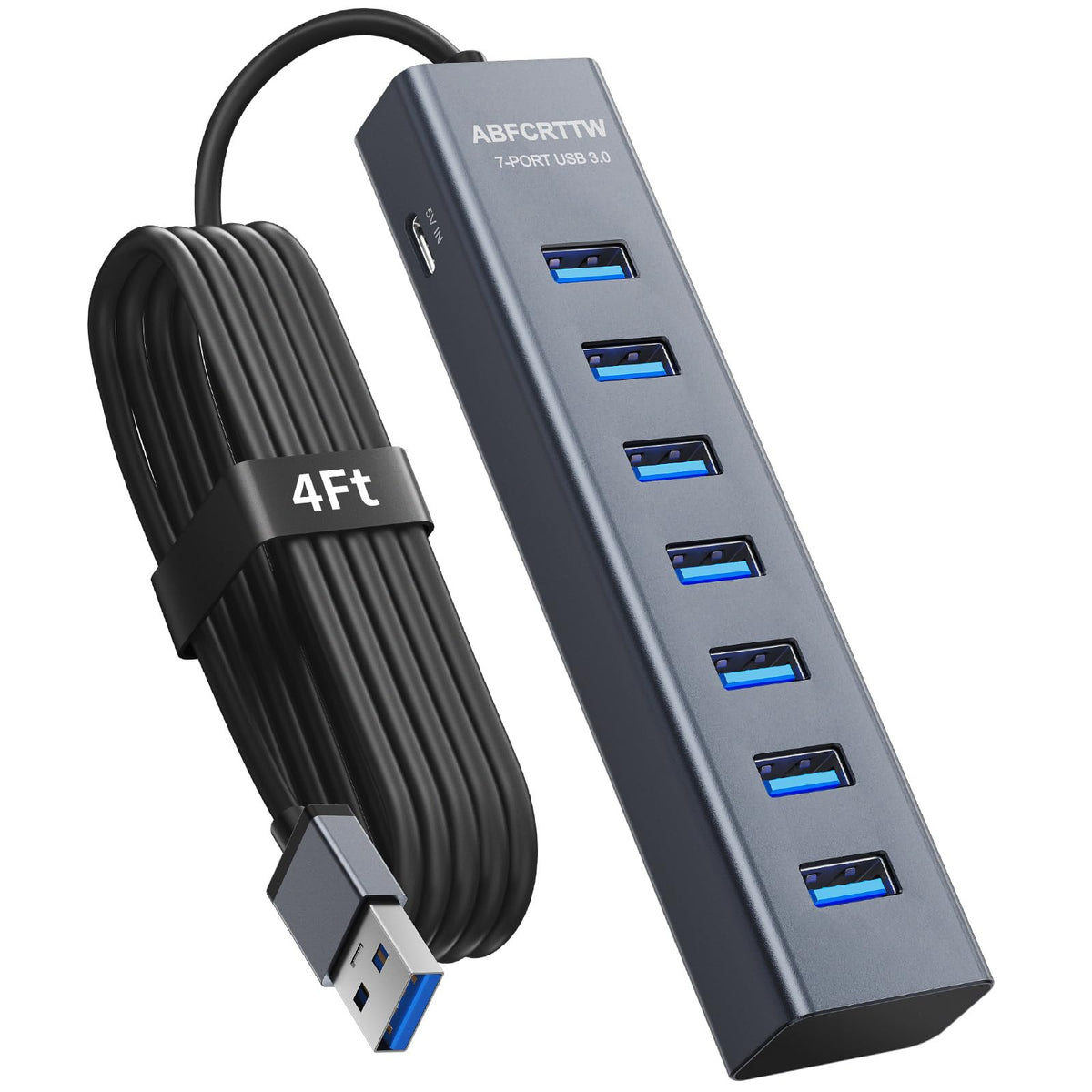 4Ft 7-Port USB 3.0 Hub for Desktop - Aluminium USB E | Computer Access - Image 1