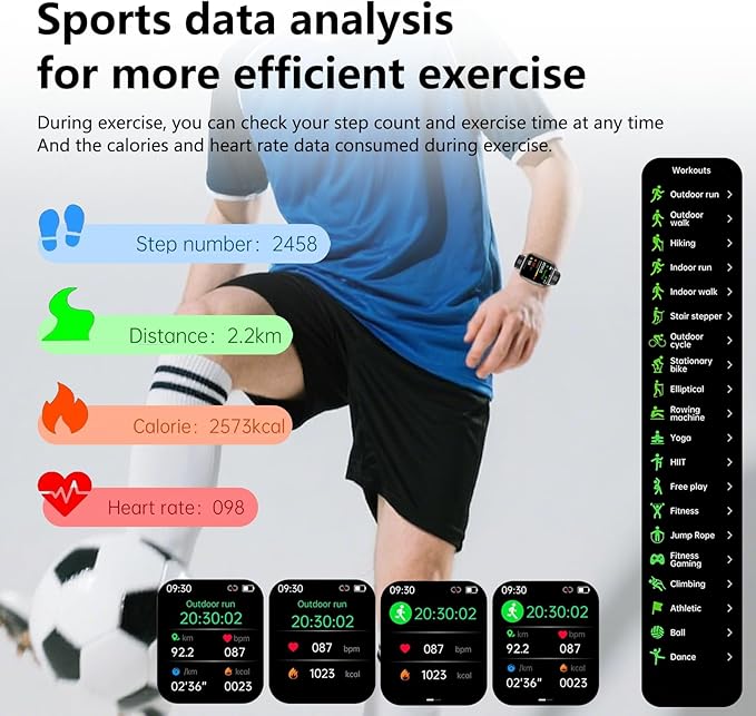 Smart Watch with Ai Functions GPS Tracking for Android Phones and iPhone Compatible Bluetooth Call Message Alert Heart Rate/Sleep/Monitor IP68 Waterproof for Men Women