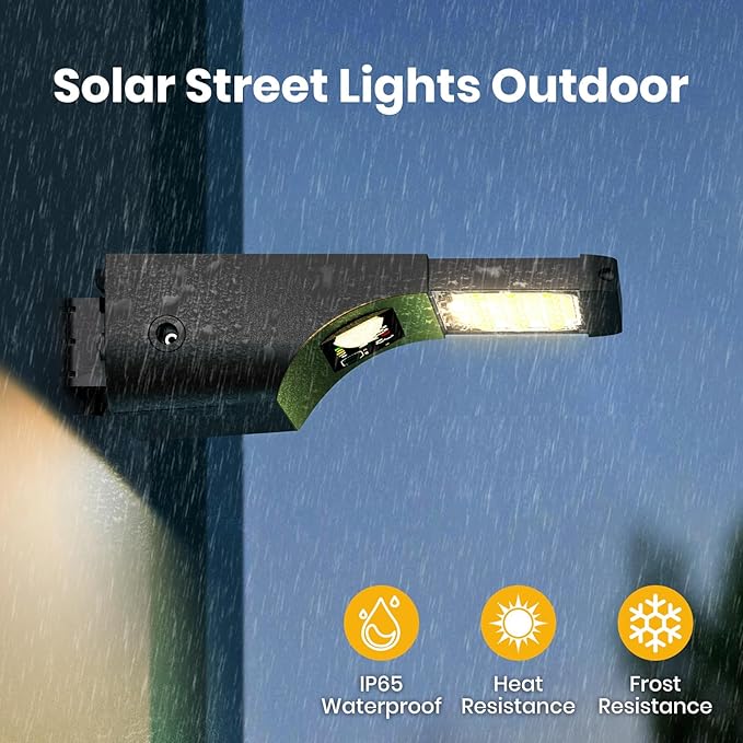 Solar Street Lights Outdoor, 3000LM Solar Parking Lot Lights Dusk to Dawn with Rain Sensor IP65, 3000K 5700K Solars Flood Light with Motion Sensor for Road, Garage, Driveway(No Pole)