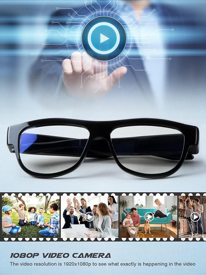Camera Glasses Smart Video Glasses,HD 1080p Recording Outdoor Sport Glasses with Camera Wearable Eyeglass Built-in 32G Memory Card，Perfect for Outdoor Travel, Driving, and Hiking. (Retro)