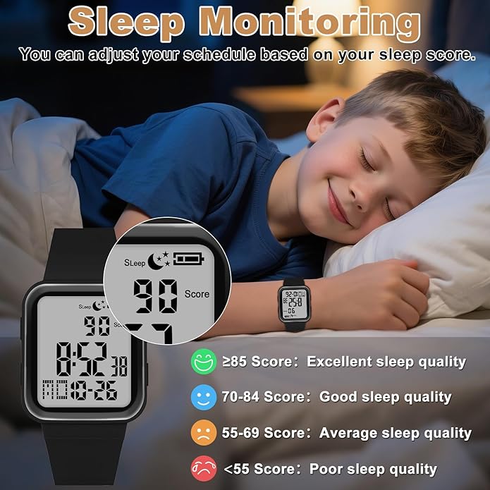 Edillas Digital Watch for Mens Womens, Fitness Tracker with EL Backlight No App/Phone Required, Sport Watch with Step Counter Pedometer Timer Vibration Alarm Clock, Sleep Monitor, Calorie, Distance