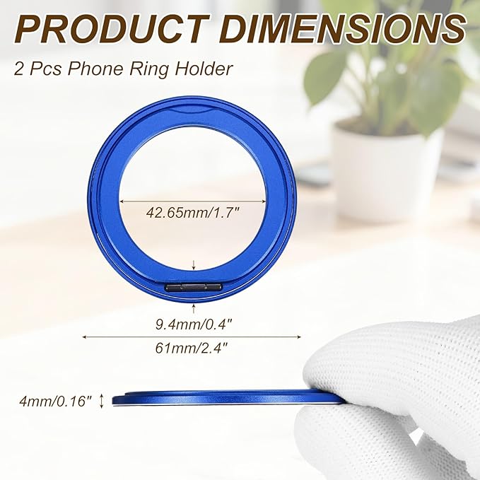 PATIKIL 2Pcs Phone Ring Holder, Metal 360 Rotation Magnetic Phone Grip Holder Stand with Adhesive Backing Smartphone Finger Grip Kickstand for Tablet Case Car Mount Accessory, Blue
