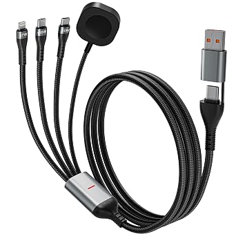 100W 4-in-2 Charging Cable: 10ft USB-C Cord (100W/10W), Includes MFi Magnetic Apple Watch Charger Compatible with iPhone 17/16/15, iPad, MacBook, Galaxy S24/S23