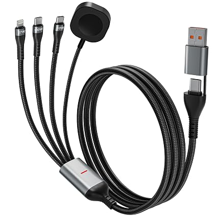 100W 4-in-2 Charging Cable: 10ft USB-C Cord (100W/10W), Includes MFi Magnetic Apple Watch Charger Compatible with iPhone 17/16/15, iPad, MacBook, Galaxy S24/S23