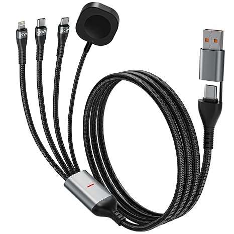 100W 4-in-2 Charging Cable: 10ft USB-C Cord (100W/10W), Includes MFi Magnetic Apple Watch Charger Compatible with iPhone 17/16/15, iPad, MacBook, Galaxy S24/S23