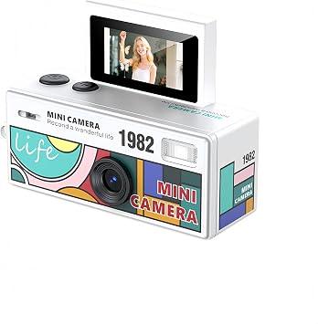 Tangxi Mini Keychain Camera with 0.96 Inch Flip Screen, Built in Flash, 130 Wide Angle, 1080P HD Tiny Vintage Digital Camera for Beginners Teens and Adults (White)
