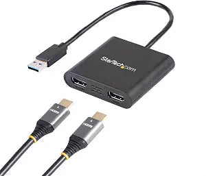 StarTech USB-A 3.0 to Dual HDMI Adapter, 4K 30Hz + 1080p 60Hz, Windows only