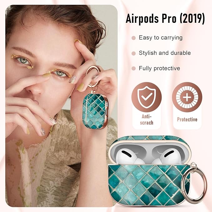 Maxjoy for AirPods Pro Case, Compatible with Apple AirPods Pro 2019 Charging Case,Dark Blue Square