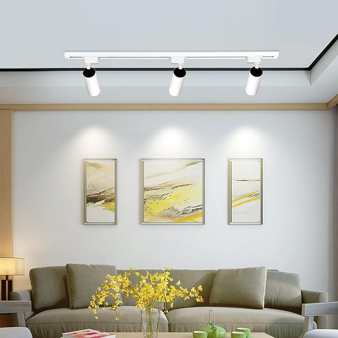 Super Brightness 3000K Warm Light Dimmable Brightness 25W 2000lm White H Type LED Track Lighting Kit System with 13 FT Track Rails, Ceiling Spotlight Fixture with Installation Package
