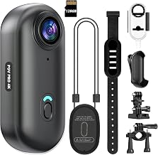 4K Mini WiFi Action Camera 128GB Thumb POV Portable Body Cam Wearable Video Recorder with IPX7 Waterproof Underwater Camcorder, Helmet Mount, Magnetic Sport DV for Bike Cycling, Pet, Vlogging(Black) - Image 1