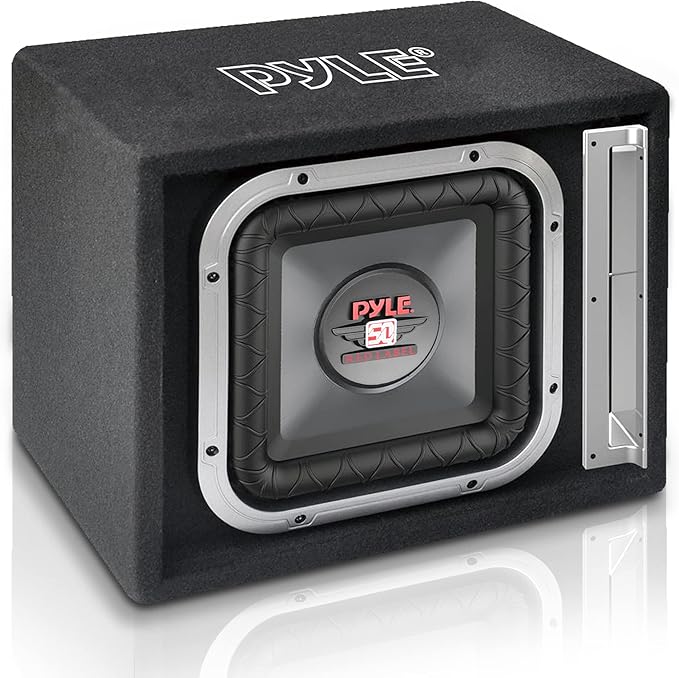 Pyle 10'' Single Series Vented Subwoofer Enclosure - High Powered Woofers with a Non-Pressed Paper Cone, Rear Vented Design with Santoprene Surround - PLSQ10BS,Black
