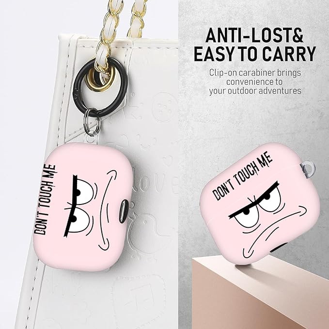 Compatible with Airpods Pro 3 Case(2025),Don't Touch Me for Airpods Pro 3rd Generation Cases Cover with Lanyard Soft Silicone Cute Shockproof Cover for Women Men,Black