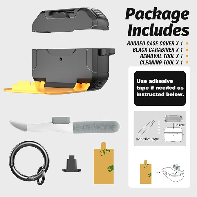 Valkit Compatible Airpods Pro 2nd/1st Generation Case Cover, Military Rugged AirPods Pro 2 Case with Keychain & Cleaning Pen Shockproof Protective Case for Air Pod Pro 2nd/1st Gen 2023/2022/2019
