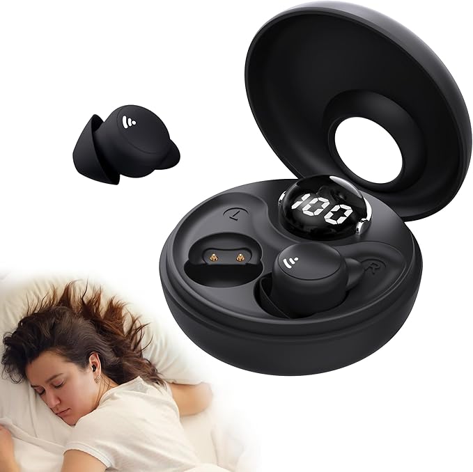 sunvito Sleep Earbuds for Side Sleepers, Mini Invisible Wireless Bluetooth 5.3 Micro Sleep Headphones, Hidden Earbuds for Small Ears Sleeping, Working, Hiking, Exercise(Black)