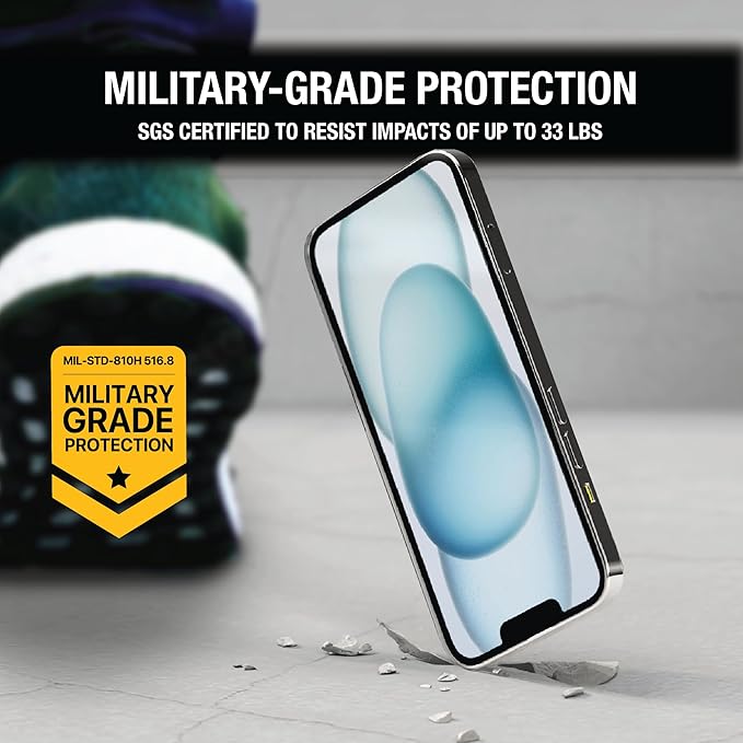 DEWALT Phone Case & Screen Protector Bundle for iPhone 16 – 360° Rotatable Magnetic Ring Stand + 2-Pack Tempered Glass for Ultimate Protection