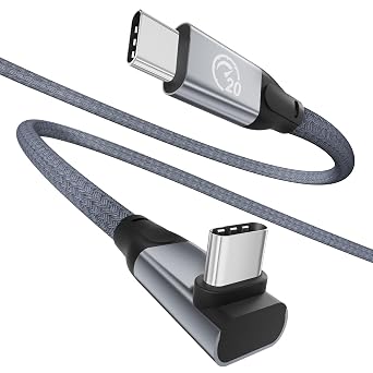 90 Degree USB C Cable 15ft, 90° USBC to USBC Monitor Cable 5K/4K 60Hz