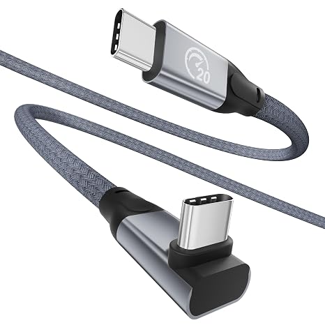 90 Degree USB C Cable 15ft, 90° USBC to USBC Monitor Cable 5K/4K 60Hz