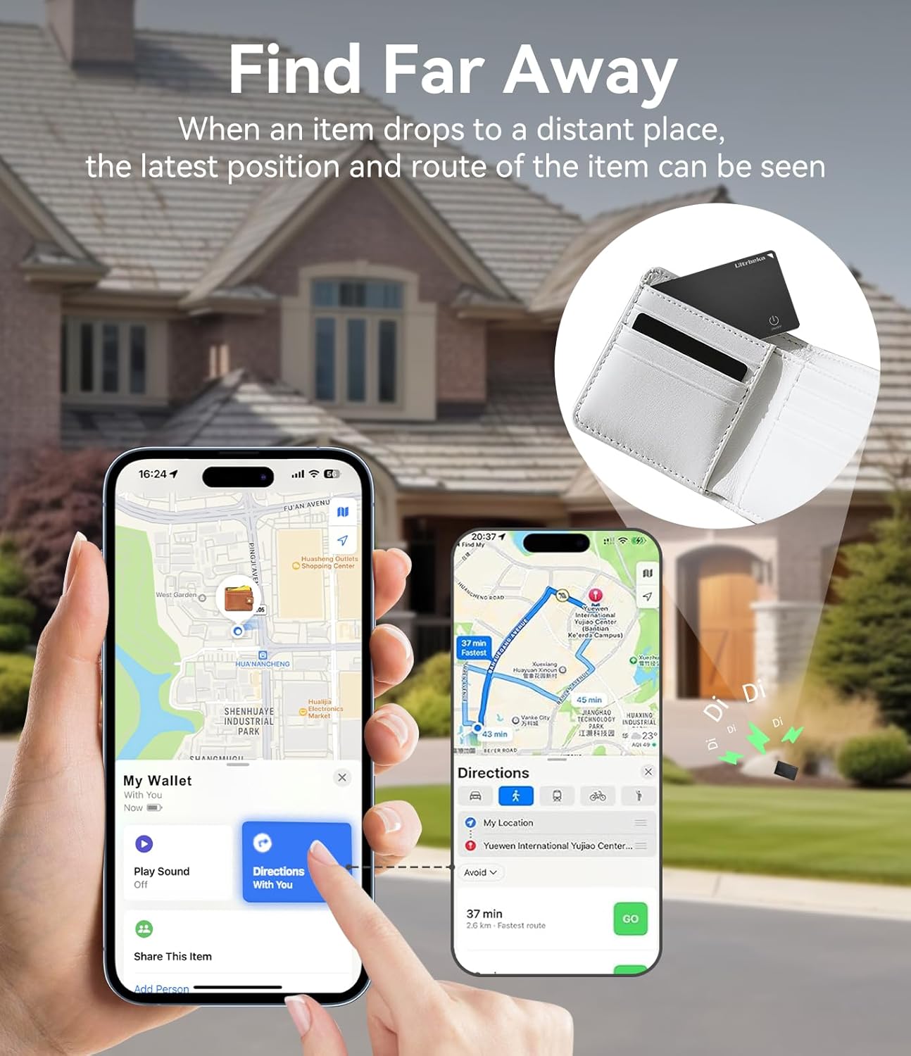 Ultra-Thin Wallet Tracker Card IP68 Waterproof Bluetooth Finder Apple Find My Compatible Wireless Charging iOS