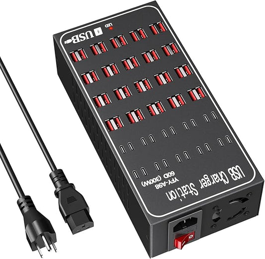 60 Port USB C Charger Block, 300W(60A) USB Charging Station, USB Hub Charger for Multiple Devices, USB C Multi Charge Compatible with iPhone 17 16 15 14 13, iPad, Samsung Galaxy S23 S24, Pixel
