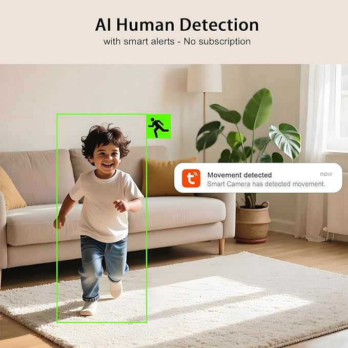 Indoor Camera 1080P Plug-in Wired, 24/7 Recording, 360°Pan-Tilt Human Auto Tracking, Human Detection, 2-Way Audio Siren, Night Vision, Pet/Dog/Baby Security Camera with Phone App