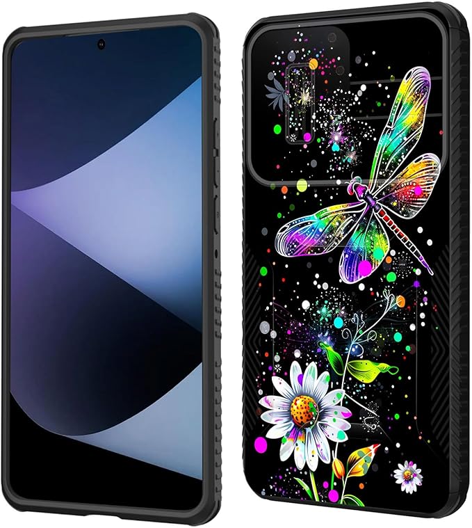 for Galaxy A36 5G/A56 5G Case Built in Slide Camera Lens Cover,Heavy Duty Shockproof Protection Dual Layer Case for Samsung Galaxy A36 5G/A56 5G 6.7" 2025,Dragonfly and Daisy Flower