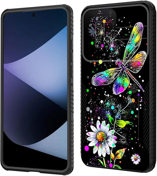 for Galaxy A36 5G/A56 5G Case Built in Slide Camera Lens Cover,Heavy Duty Shockproof Protection Dual Layer Case for Samsung Galaxy A36 5G/A56 5G 6.7" 2025,Dragonfly and Daisy Flower